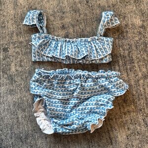 Montce blue and White Ruffled Two-Piece Swimsuit